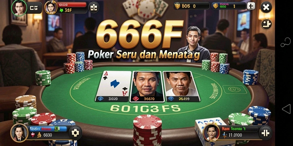 Screenshot gameplay Poker menampilkan aksi seru dalam 666F.