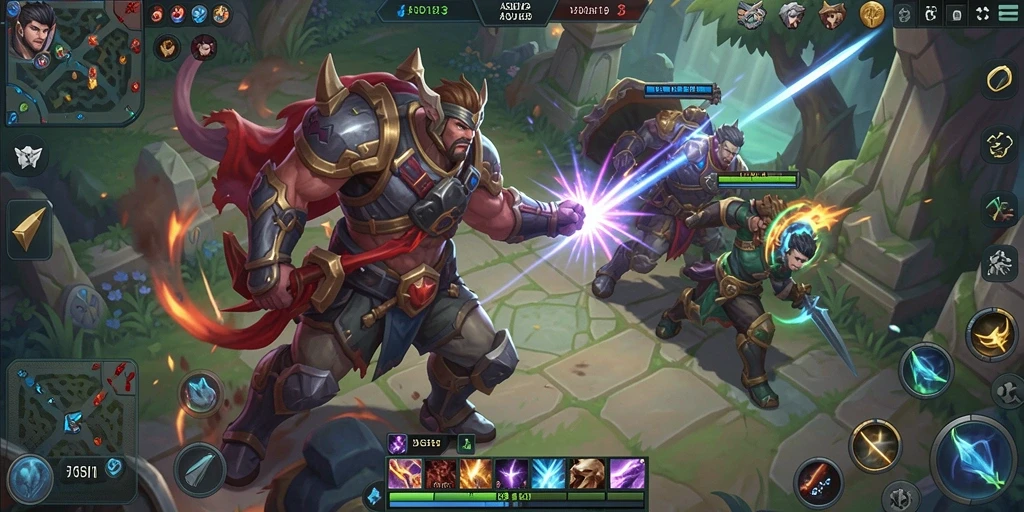 Screenshot menampilkan momen intens dalam pertempuran MOBA