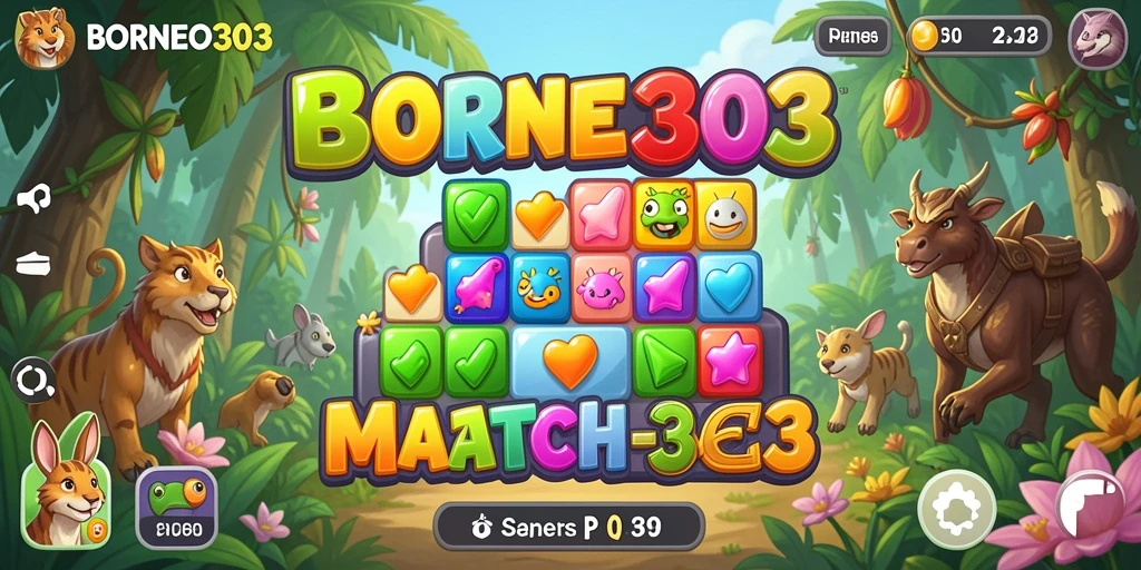 Tampilan gameplay seru dari BORNEO303 dengan kombinasi warna-warni.