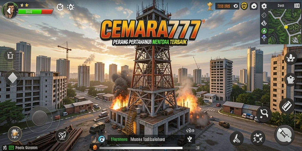 Tangkapan layar permainan CEMARA777 menampilkan aksi Tower Defense yang menegangkan.