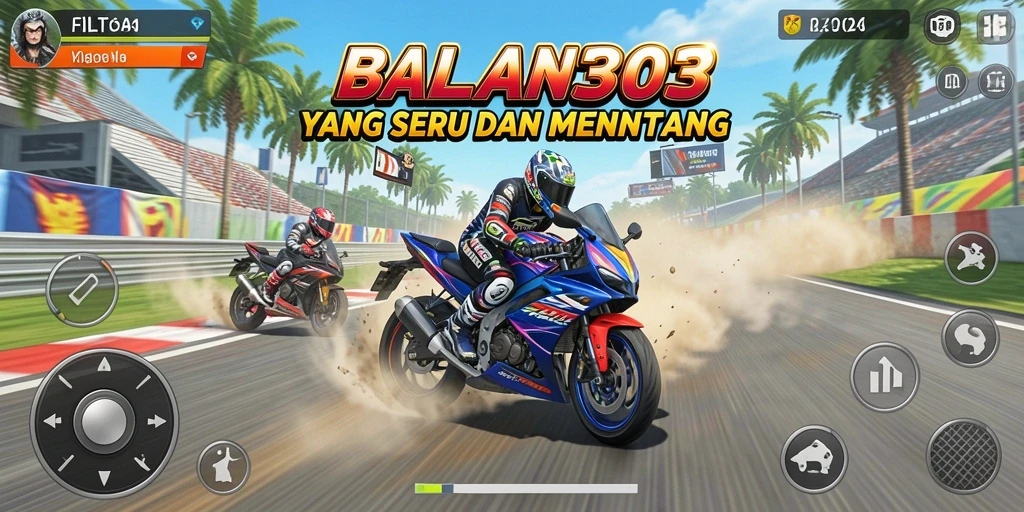 Screenshot menunjukkan aksi balapan motor yang mendebarkan dari FILTER303.