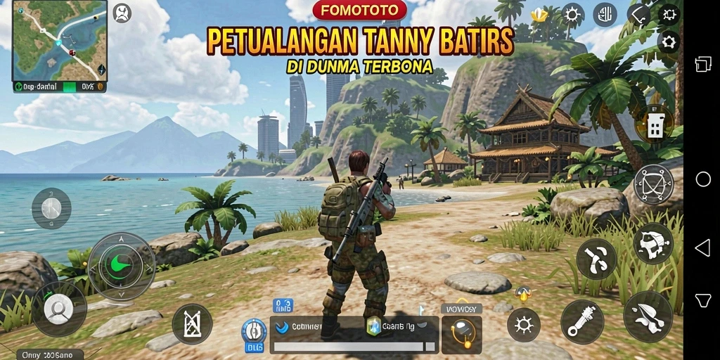 Screenshot FOMOTOTO menunjukkan petualangan menakjubkan di dunia terbuka.