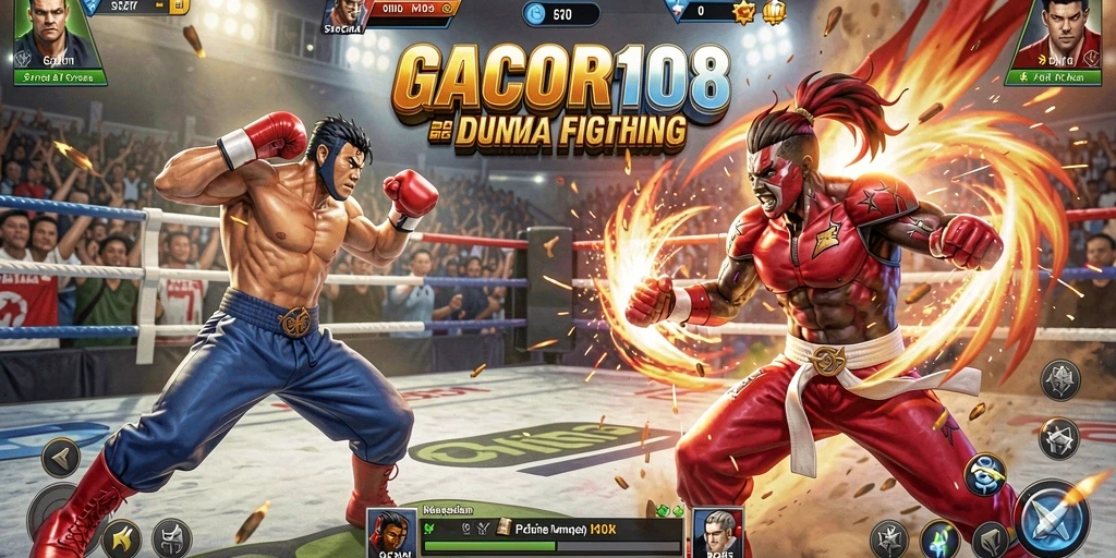 Gameplay menegangkan dalam GACOR108 yang menunjukkan karakter bertarung.