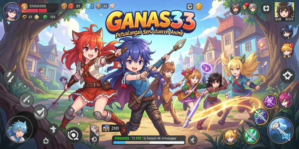 Tampilan gameplay seru dengan karakter anime yang ikonik.