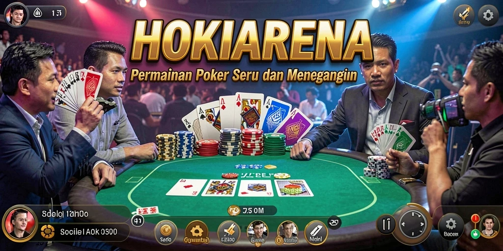 Tampilan gameplay seru di HOKIARENA dengan suasana poker yang mendebarkan.