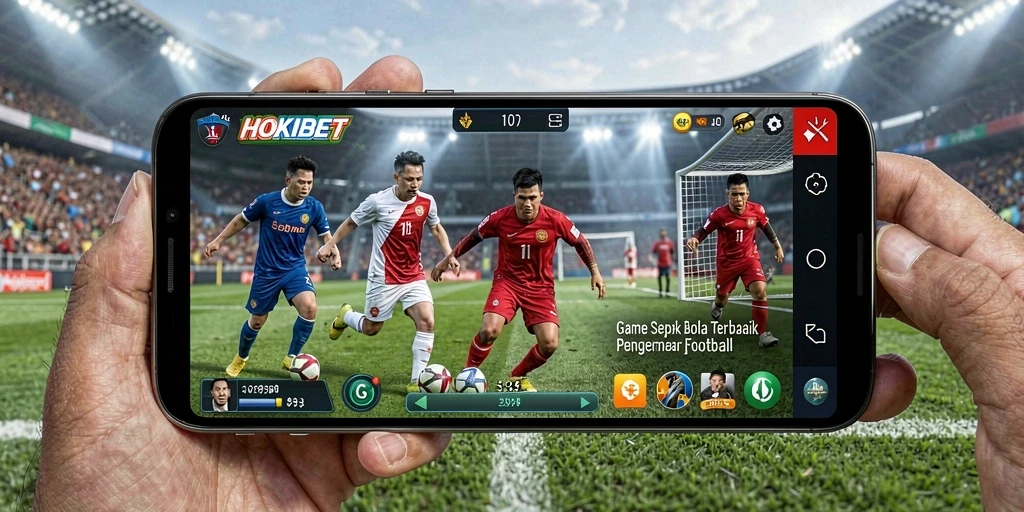 Tampilan gameplay HOKIBET menampilkan aksi sepak bola yang mendebarkan.