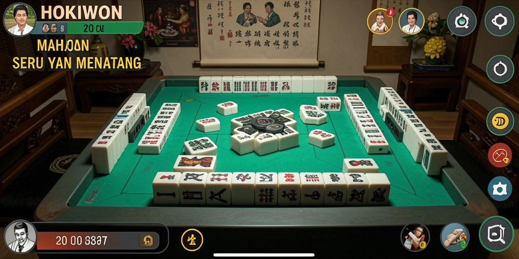 Gameplay Mahjong seru di HOKIWON dengan grafis menarik.