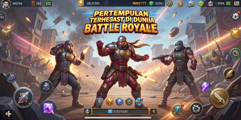 Tangkapan layar utama INDO777 menampilkan aksi seru dalam pertempuran Battle Royale.