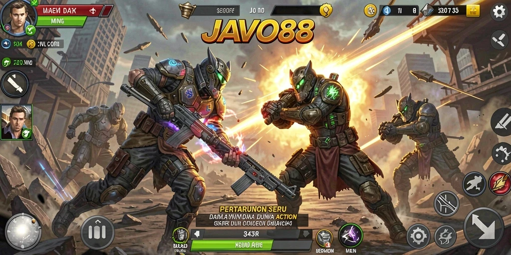 Tampilan gameplay seru dalam aksi penuh ketegangan.
