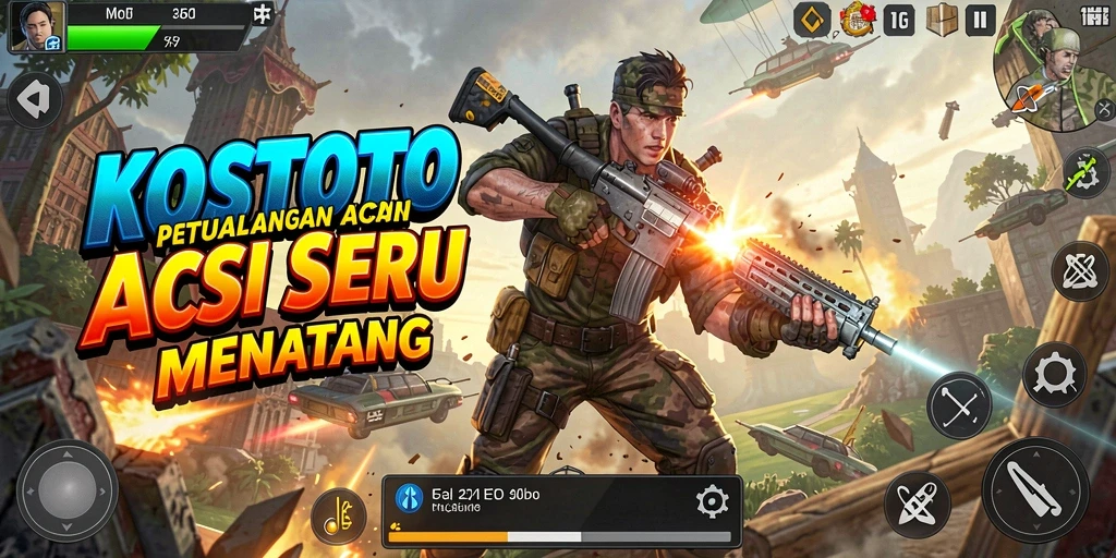 Tampilan aksi mendebarkan dalam gameplay KOSTOTO.