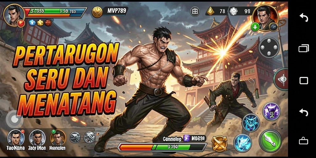 Screenshot gameplay yang menampilkan pertarungan mendebarkan di MVP789.