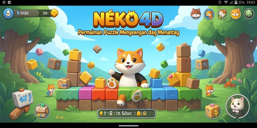 Tampilan gameplay seru dari NEKO4D dengan puzzle kucing.