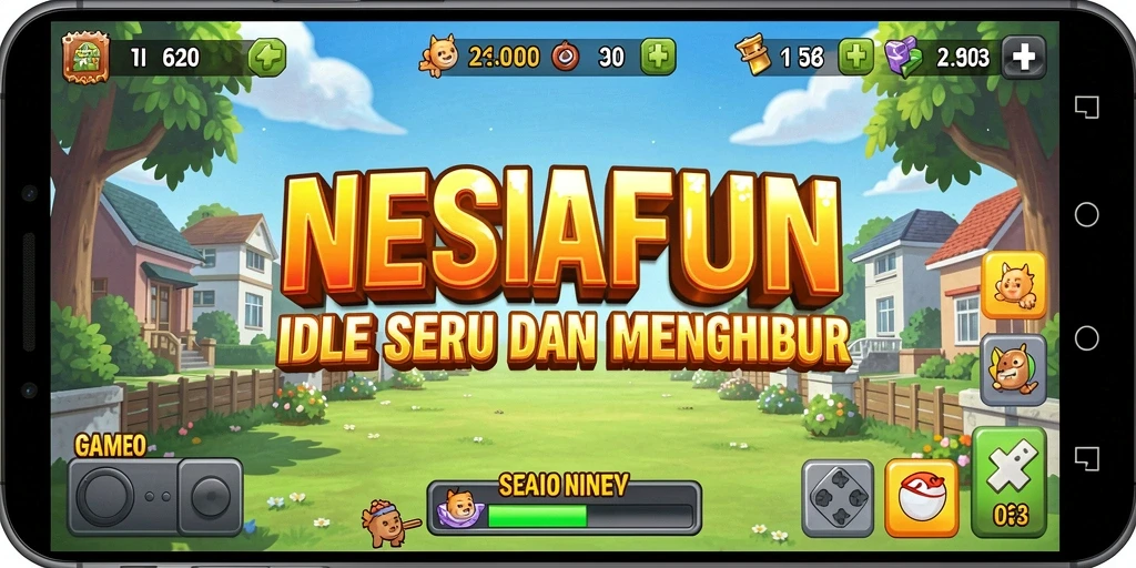 Screenshot utama NESIAFUN yang menunjukkan gameplay Idle yang menghibur.