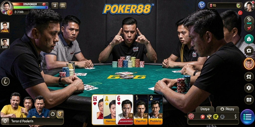 Screenshot POKER88 dengan suasana horor menegangkan.