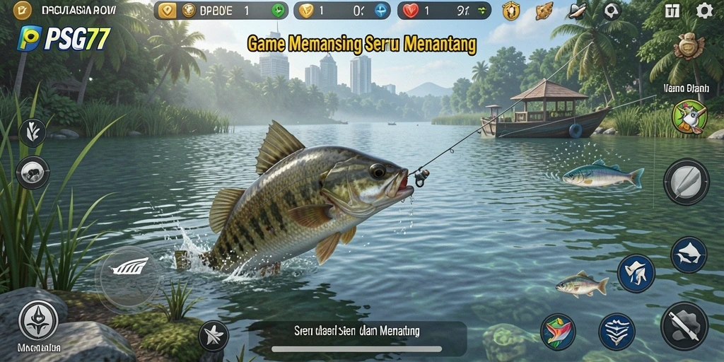 Tampilan gameplay PSG77 yang menampilkan aksi memancing seru.
