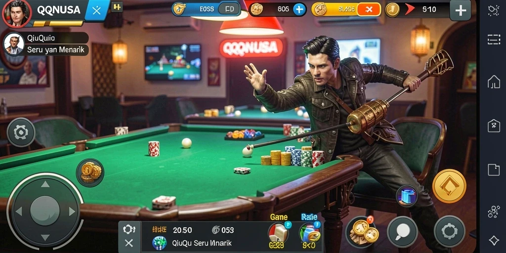 Tampilan gameplay QiuQiu yang seru dan kompetitif.