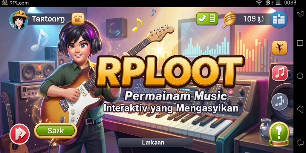 Tampilan antarmuka RPLOOT dengan alat musik virtual yang interaktif.
