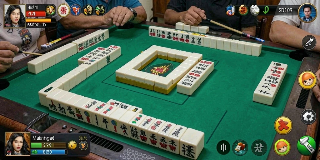 Screenshot gameplay SD107 menampilkan tantangan Mahjong yang menarik.