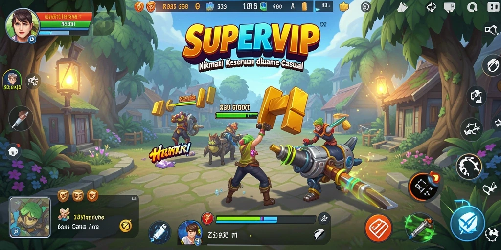 Tampilan gameplay seru dalam SUPERVIP yang membuat ketagihan.
