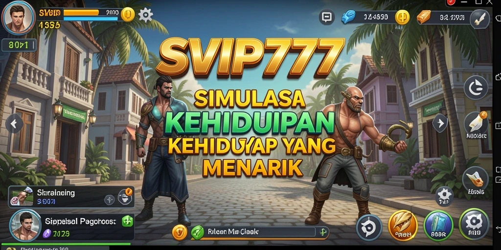 Screenshot gameplay SVIP777 yang menampilkan dunia simulasi yang dinamis.
