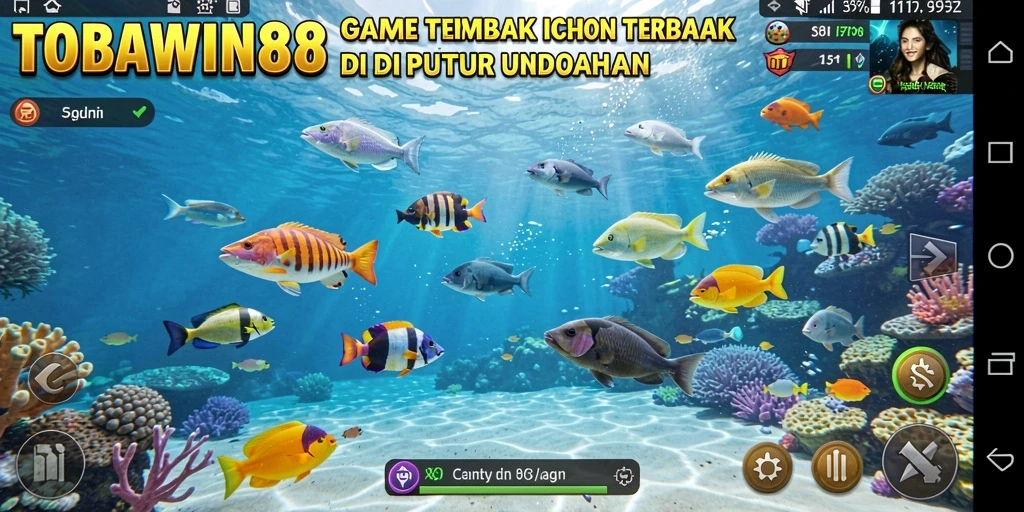 Tampilan gameplay menakjubkan dari TOBAWIN88 saat berburu ikan.
