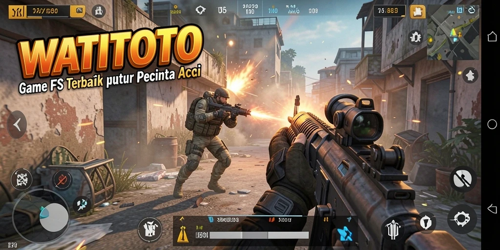 Gameplay WATITOTO yang mendebarkan dengan aksi FPS intens.